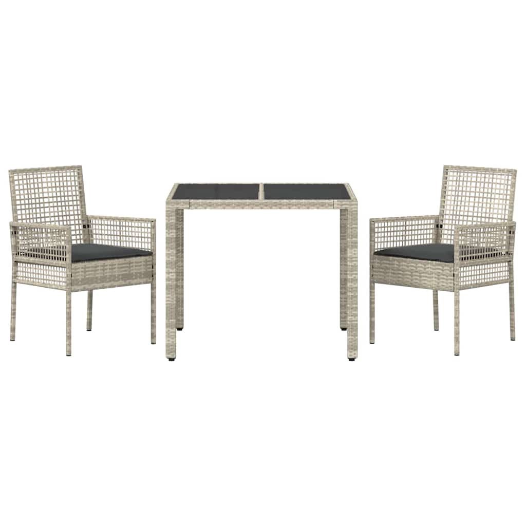 Hage Spisegruppe 3 pcs Lysegrå Poly rattan