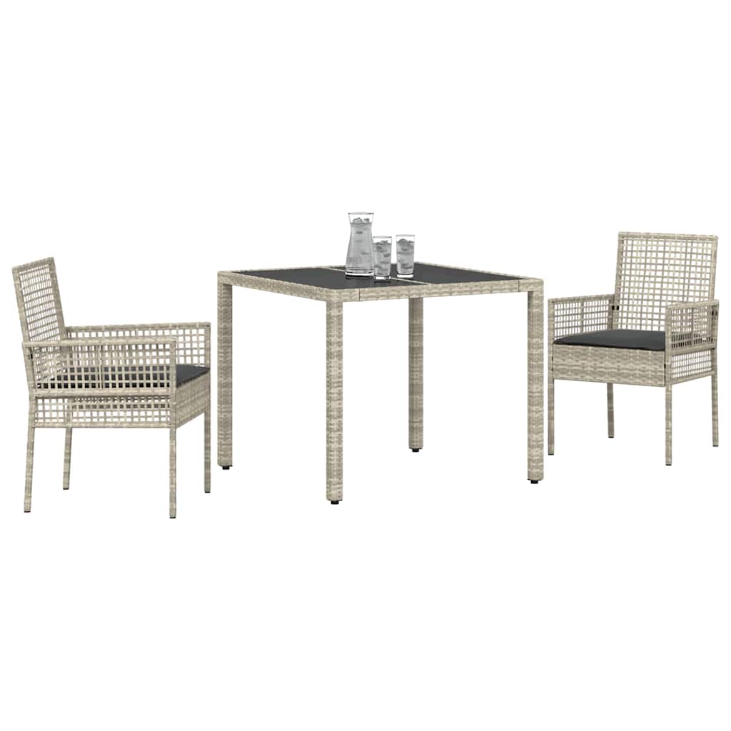 Hage Spisegruppe 3 pcs Lysegrå Poly rattan