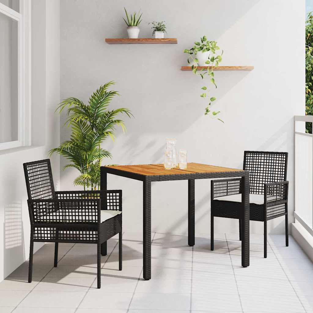 Hage Spisegruppe 3 pcs Svart Poly rattan