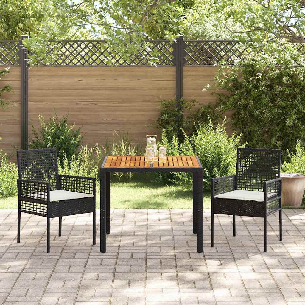 Hage Spisegruppe 3 pcs Svart Poly rattan