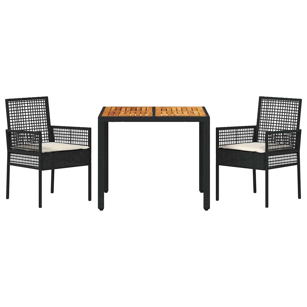 Hage Spisegruppe 3 pcs Svart Poly rattan