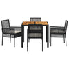 Hage Spisegruppe 5 pcs Svart Poly rattan