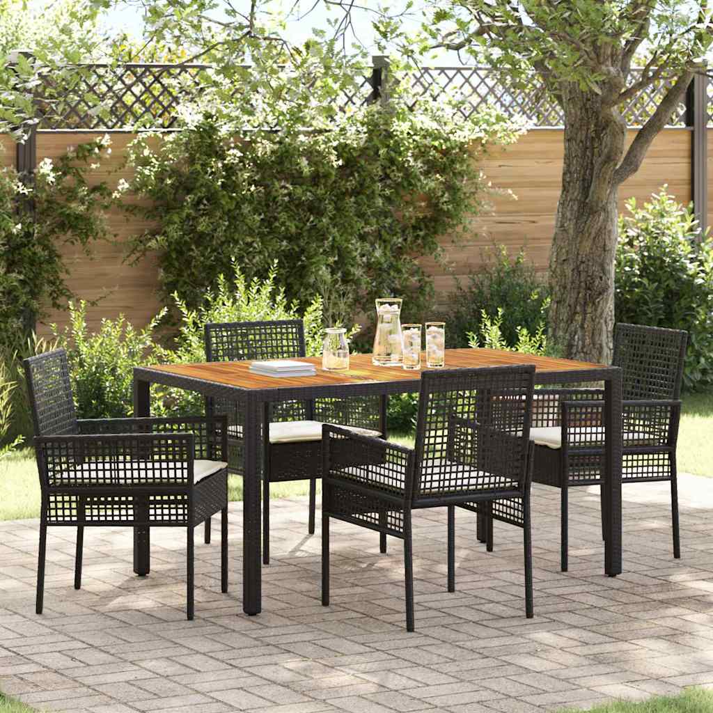 Hage Spisegruppe 5 pcs Svart Poly rattan
