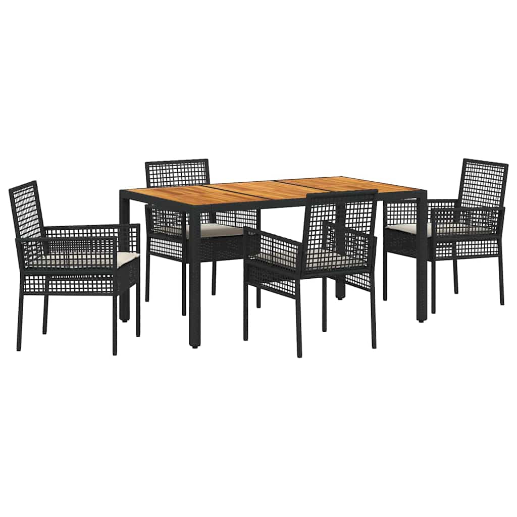 Hage Spisegruppe 5 pcs Svart Poly rattan