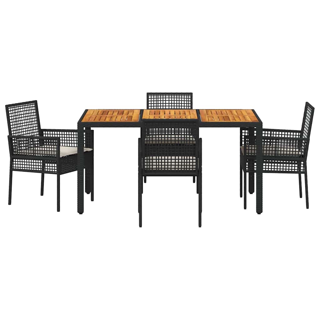 Hage Spisegruppe 5 pcs Svart Poly rattan