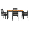 Hage Spisegruppe 5 pcs Svart Poly rattan