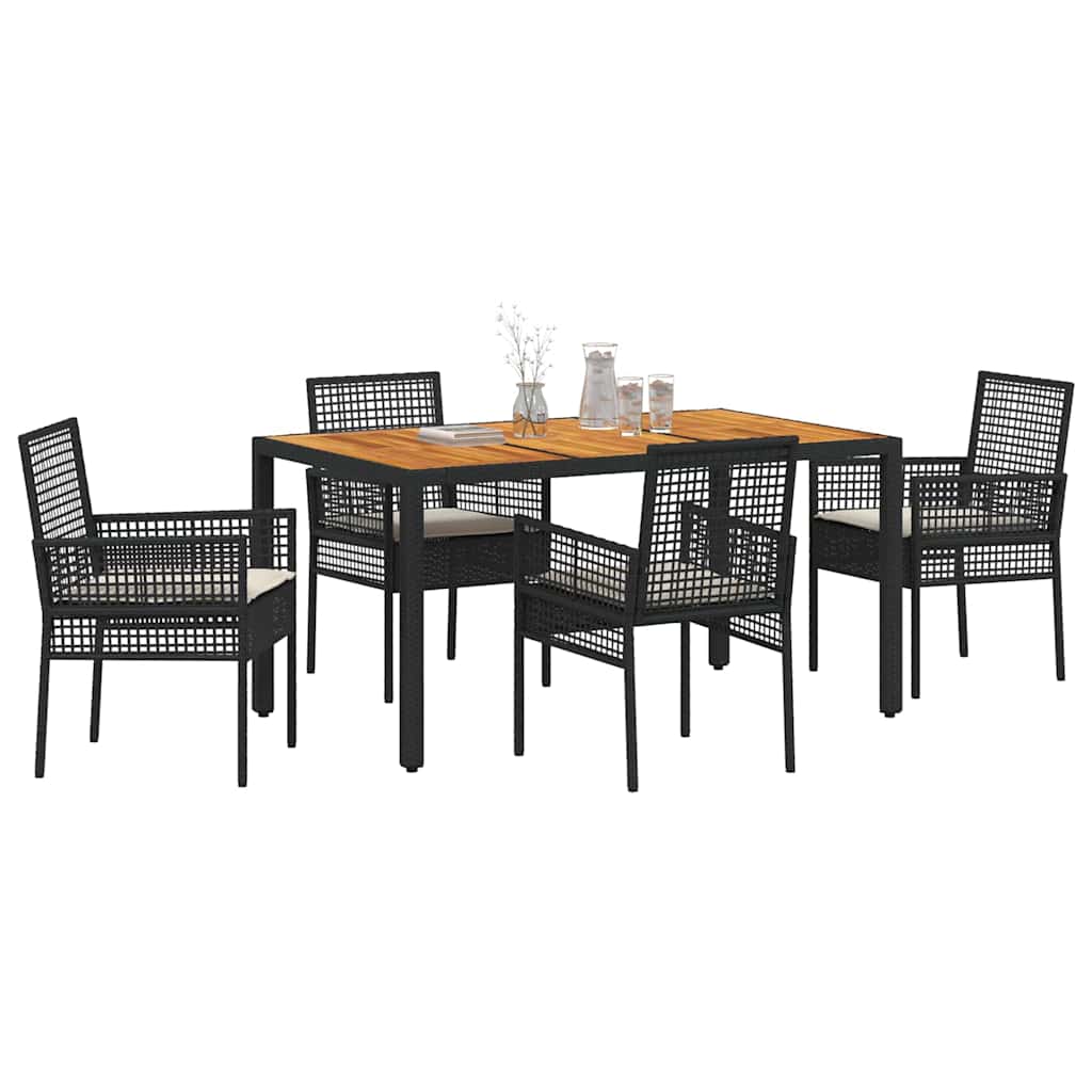 Hage Spisegruppe 5 pcs Svart Poly rattan