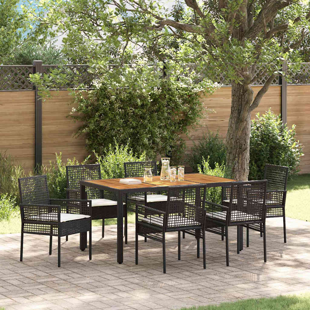 Hage Spisegruppe 7 pcs Svart Poly rattan