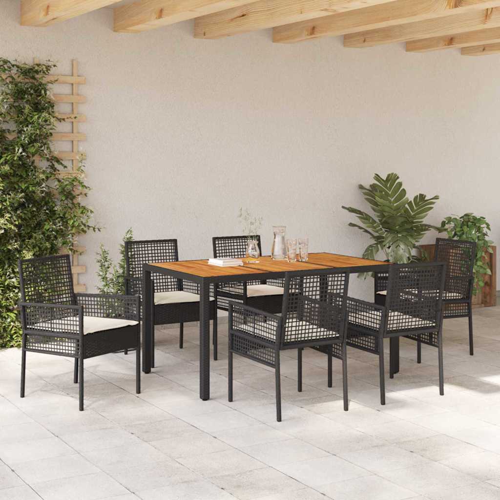 Hage Spisegruppe 7 pcs Svart Poly rattan