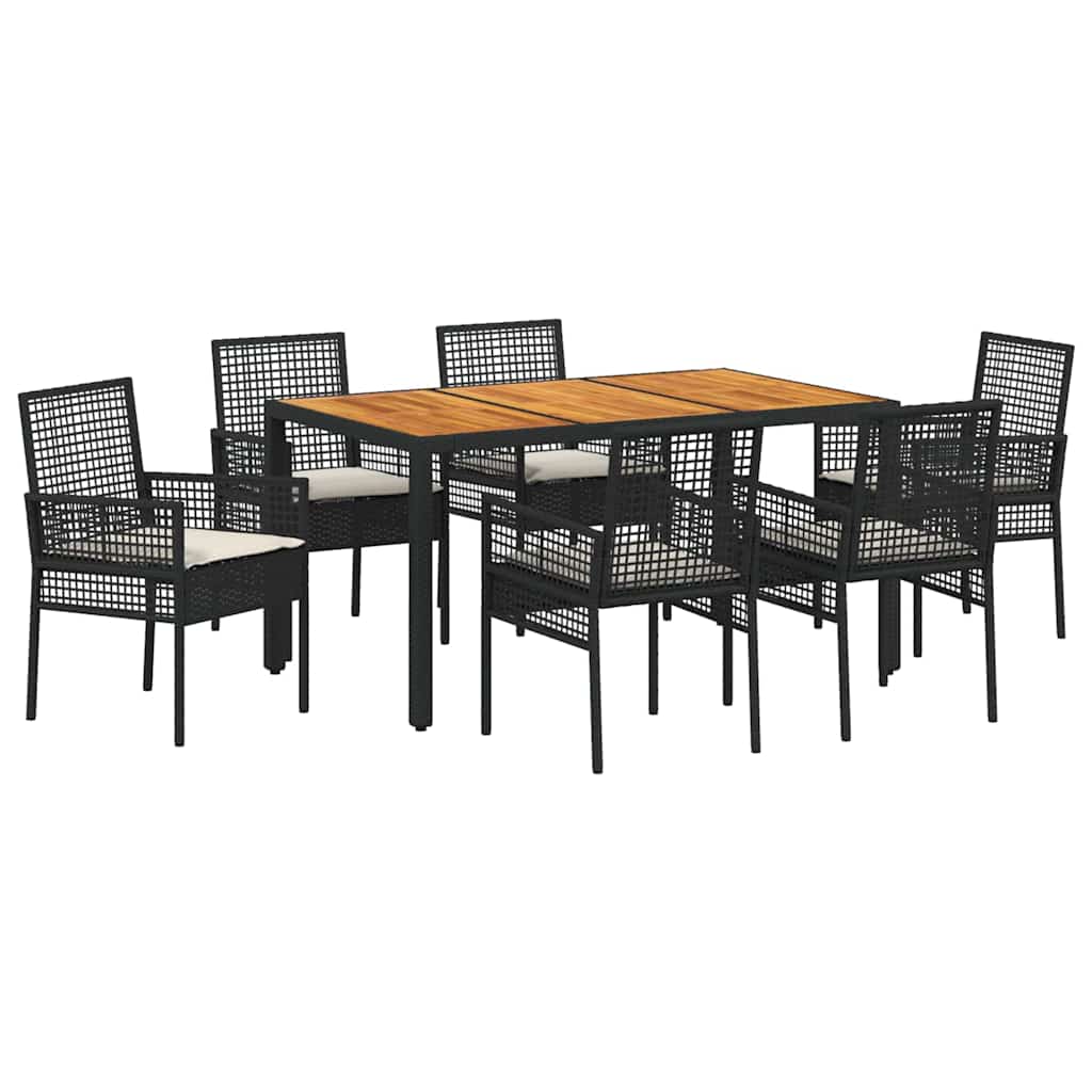 Hage Spisegruppe 7 pcs Svart Poly rattan