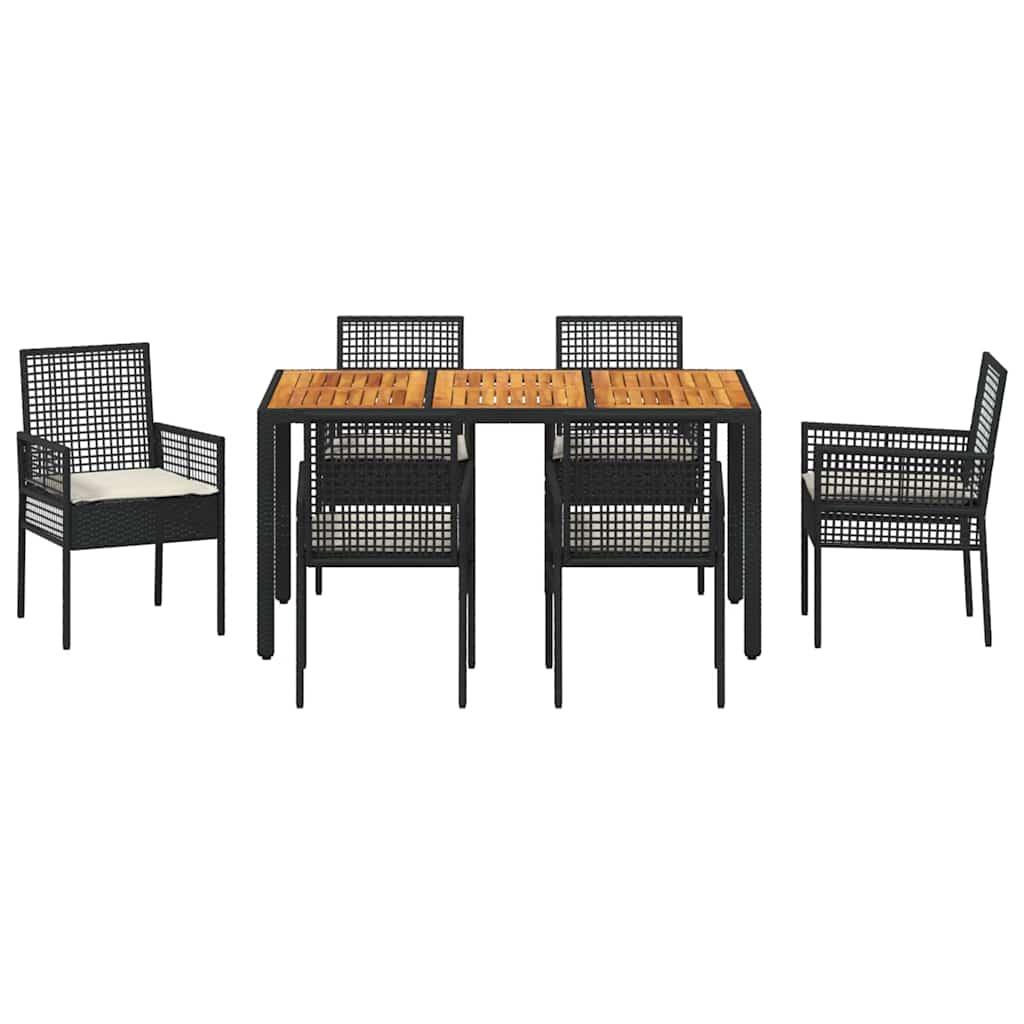 Hage Spisegruppe 7 pcs Svart Poly rattan
