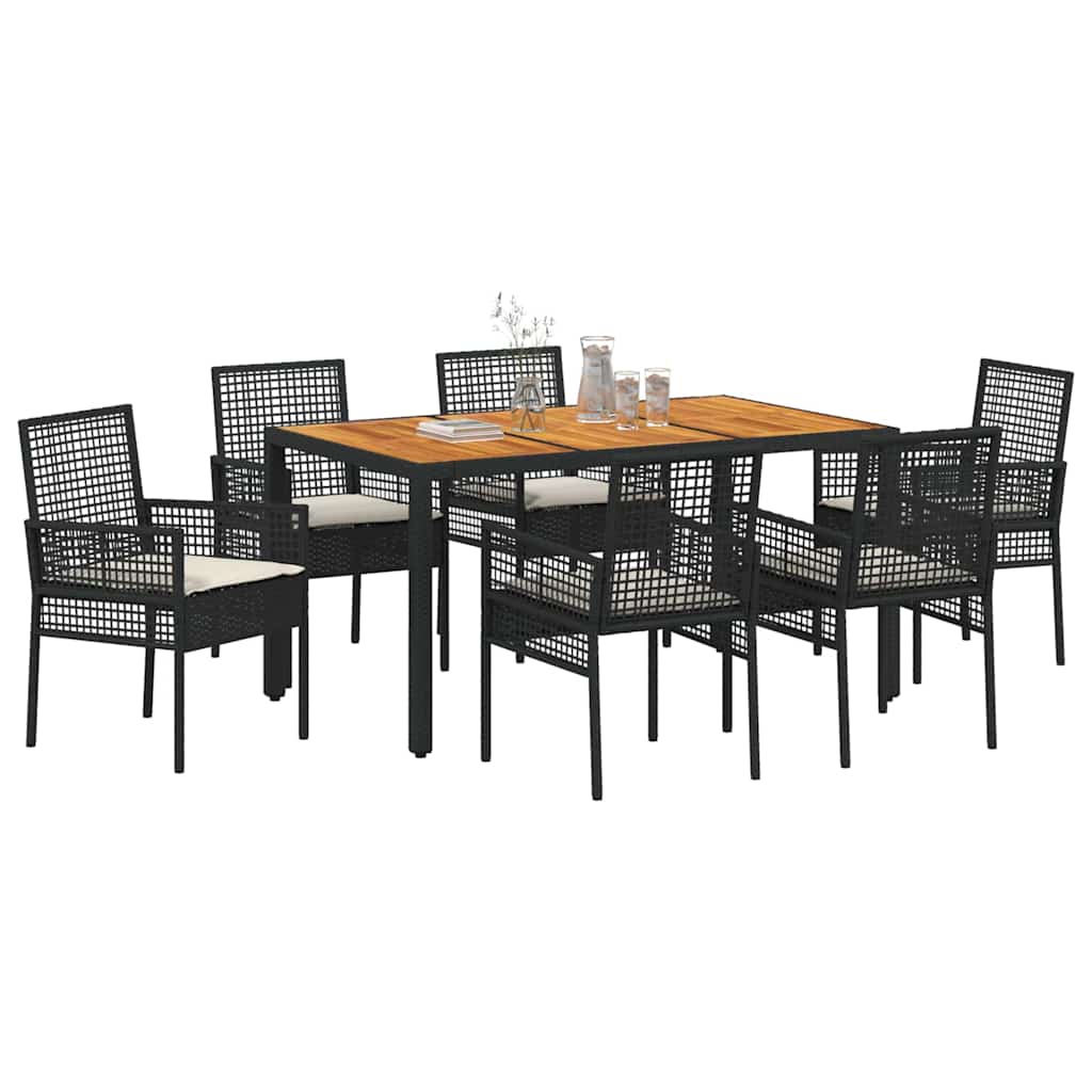 Hage Spisegruppe 7 pcs Svart Poly rattan