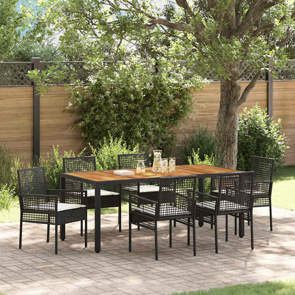 Hage Spisegruppe 7 pcs Svart Poly rattan