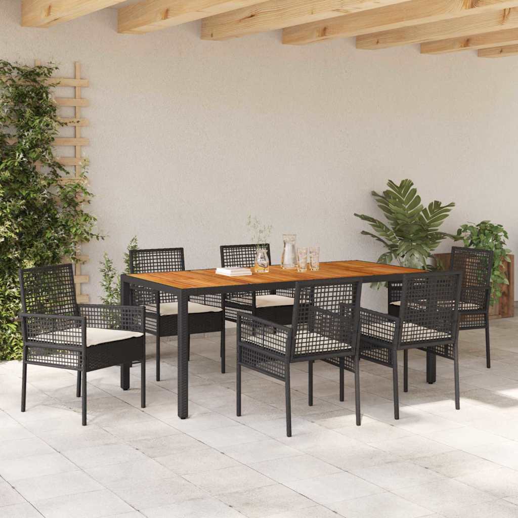 Hage Spisegruppe 7 pcs Svart Poly rattan