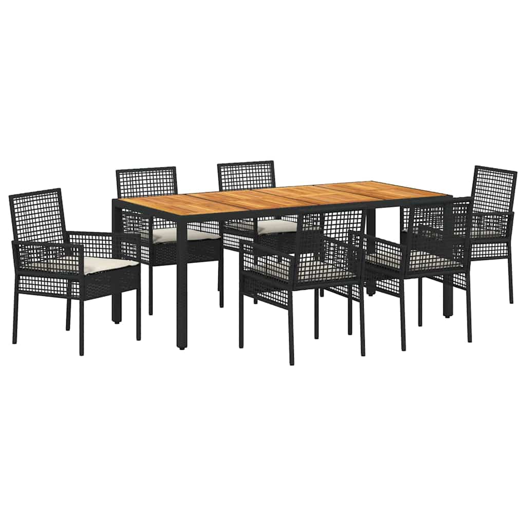 Hage Spisegruppe 7 pcs Svart Poly rattan