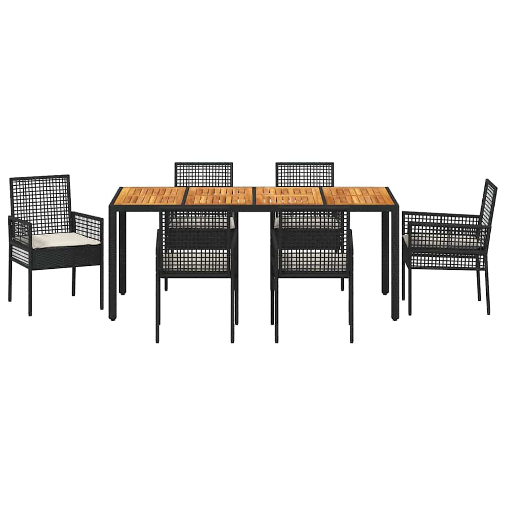 Hage Spisegruppe 7 pcs Svart Poly rattan