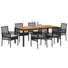 Hage Spisegruppe 7 pcs Svart Poly rattan