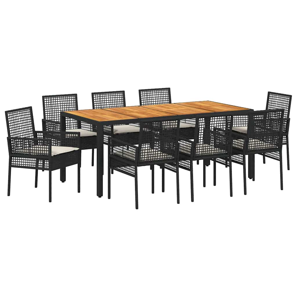 Hage Spisegruppe 9 pcs Svart Poly rattan