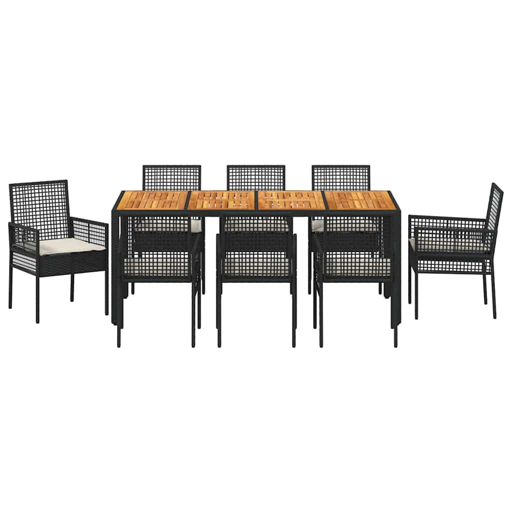 Hage Spisegruppe 9 pcs Svart Poly rattan