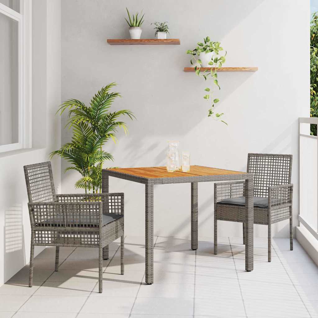 Hage Spisegruppe 3 pcs Grå Poly rattan