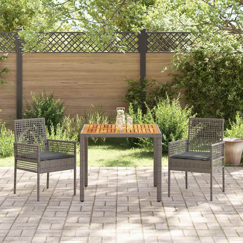 Hage Spisegruppe 3 pcs Grå Poly rattan