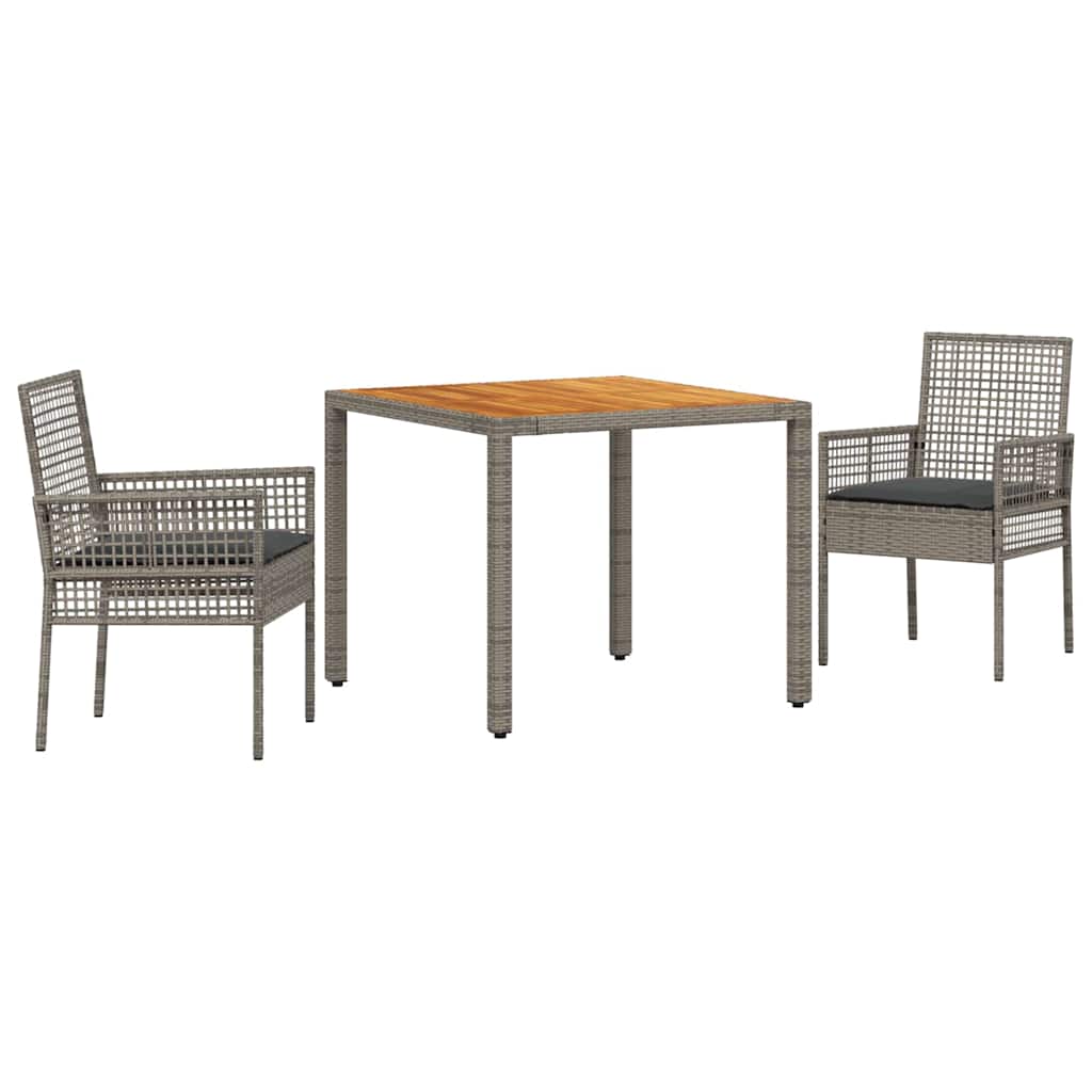 Hage Spisegruppe 3 pcs Grå Poly rattan