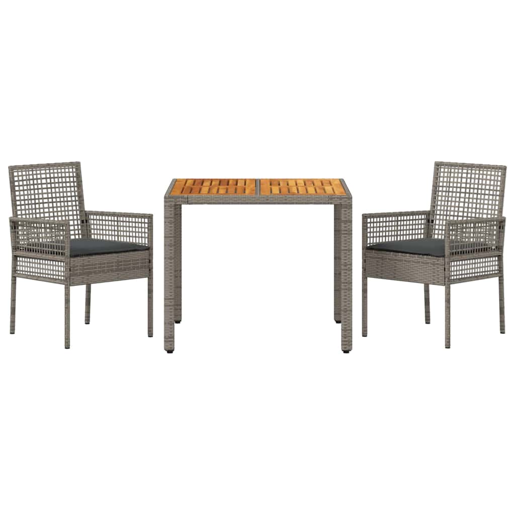 Hage Spisegruppe 3 pcs Grå Poly rattan