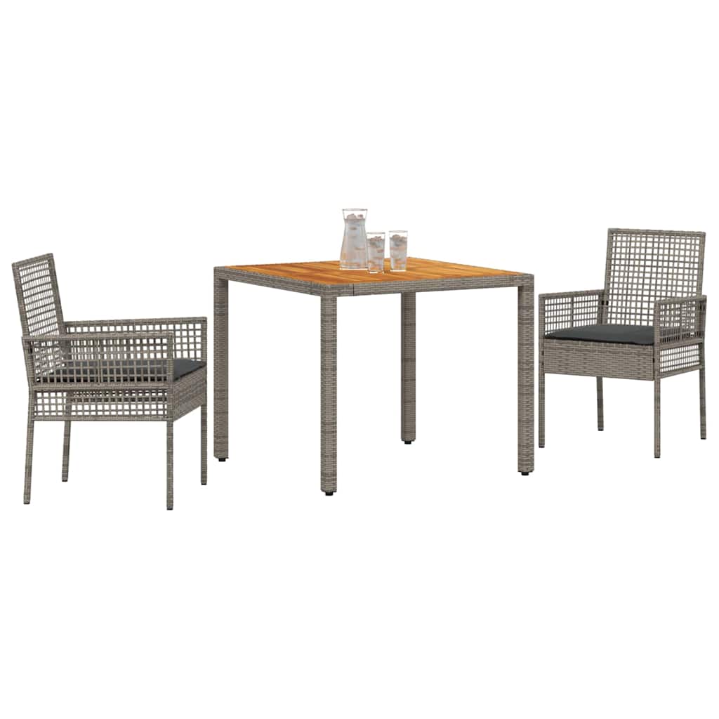 Hage Spisegruppe 3 pcs Grå Poly rattan