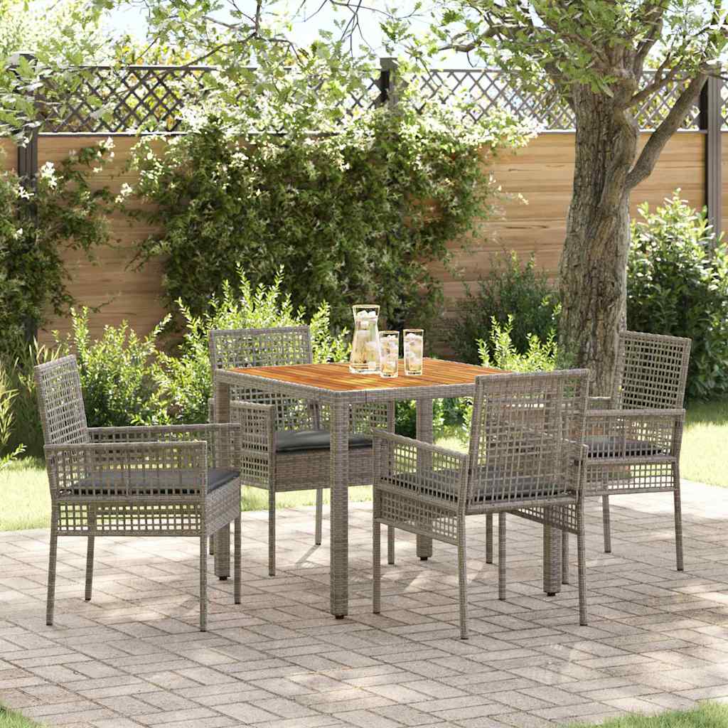 Hage Spisegruppe 5 pcs Grå Poly rattan
