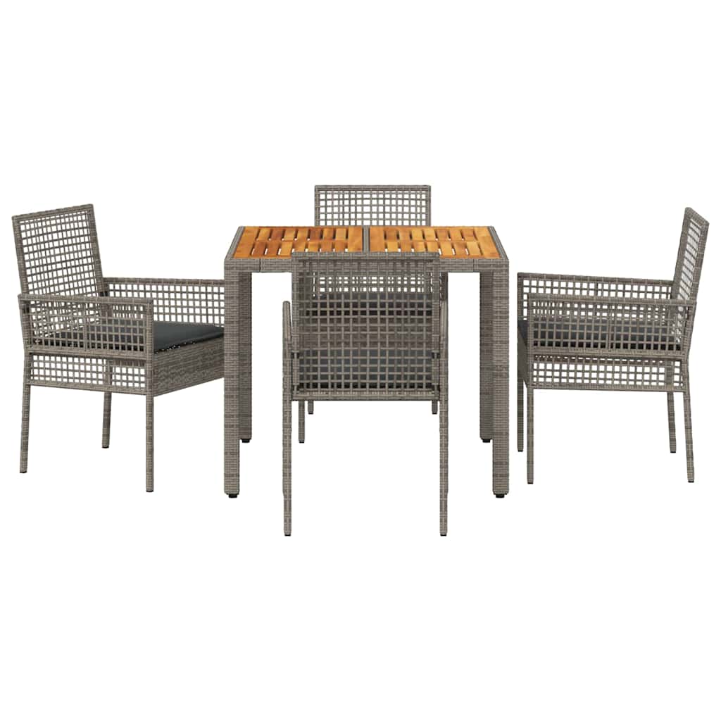 Hage Spisegruppe 5 pcs Grå Poly rattan