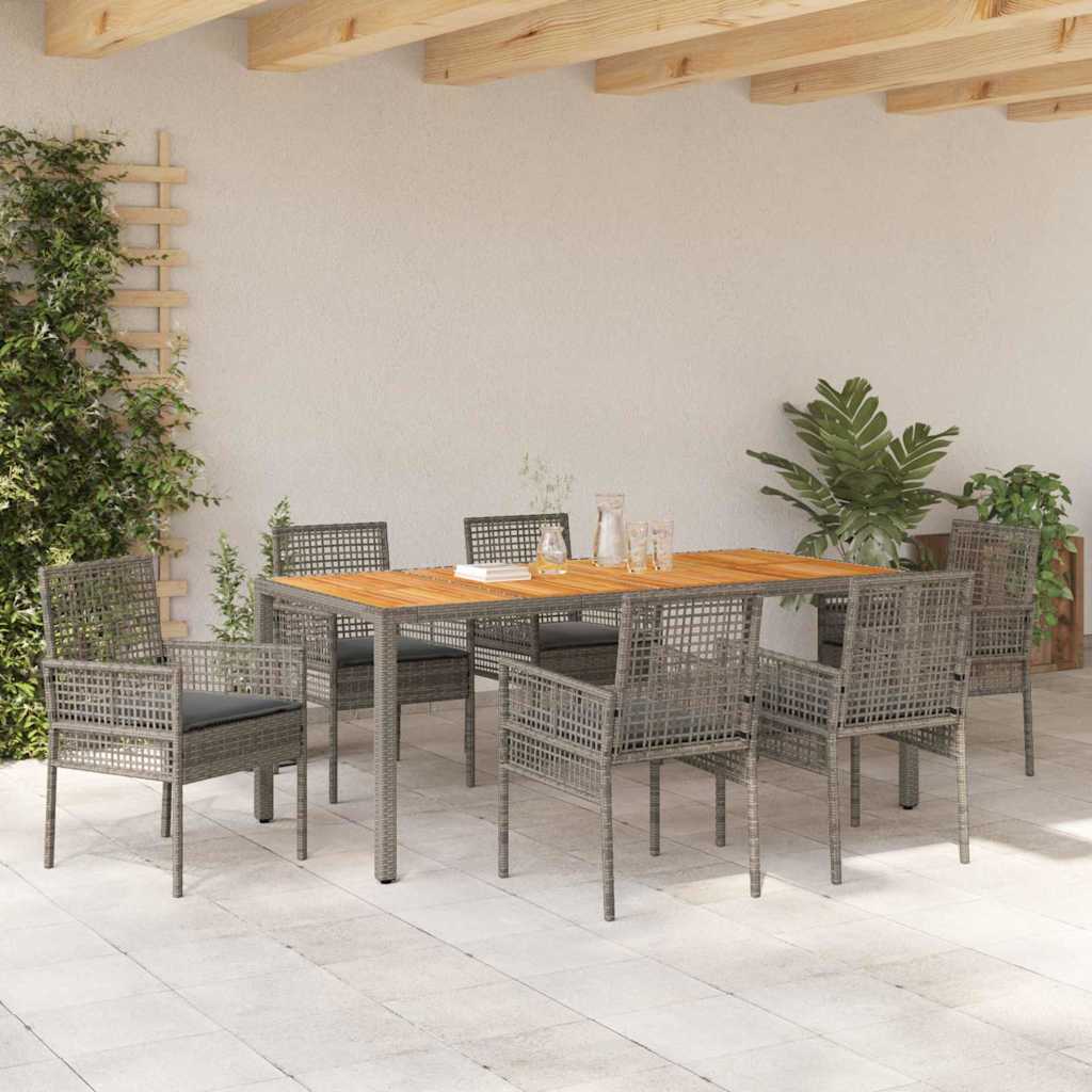 Hage Spisegruppe 7 pcs Grå Poly rattan