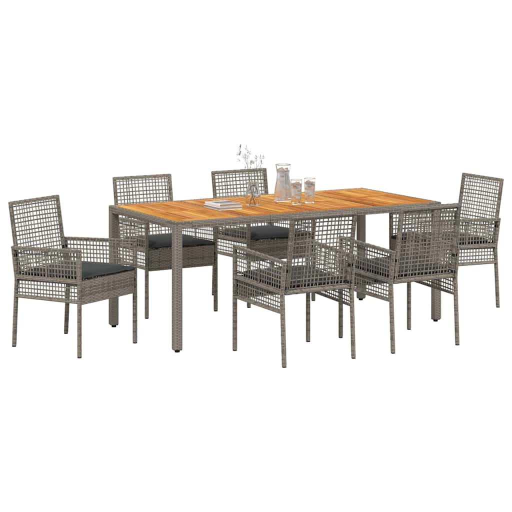 Hage Spisegruppe 7 pcs Grå Poly rattan