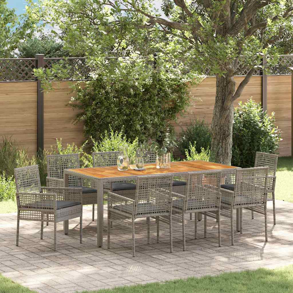 Hage Spisegruppe 9 pcs Grå Poly rattan