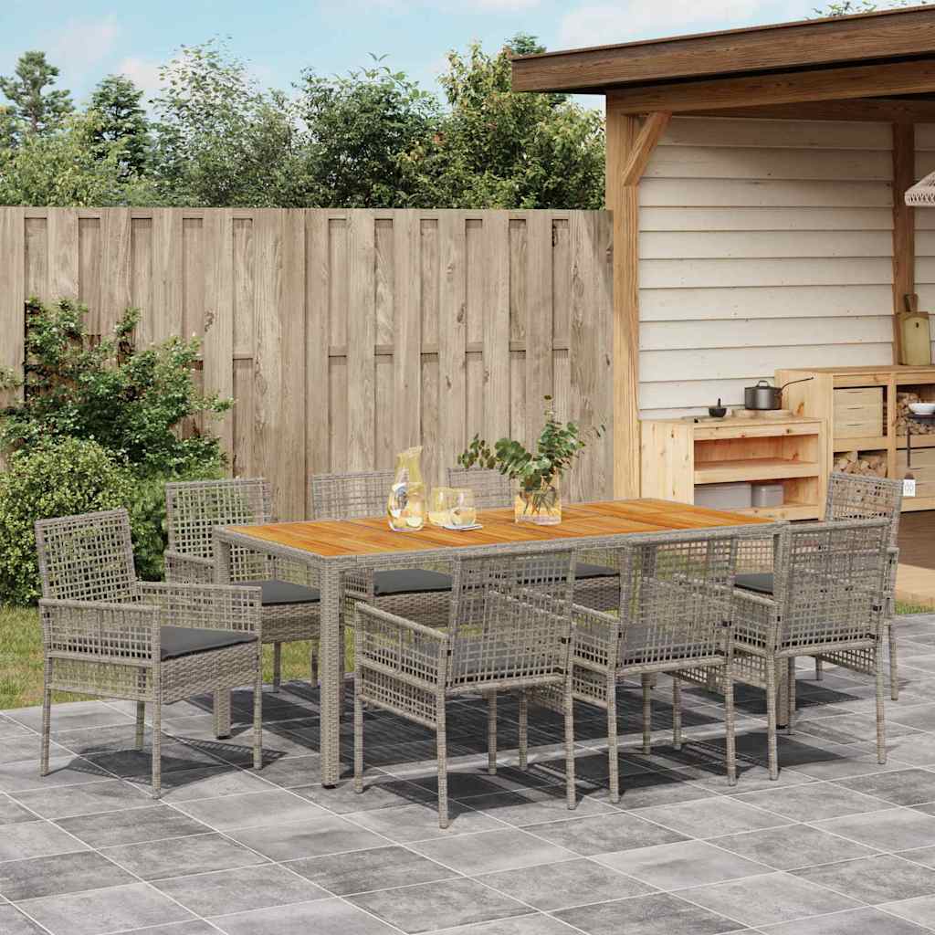 Hage Spisegruppe 9 pcs Grå Poly rattan