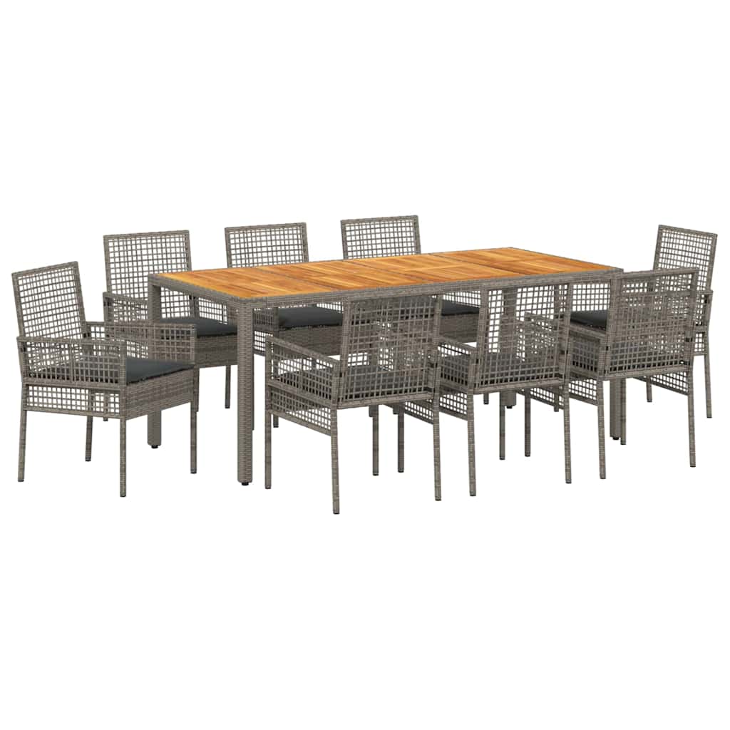 Hage Spisegruppe 9 pcs Grå Poly rattan