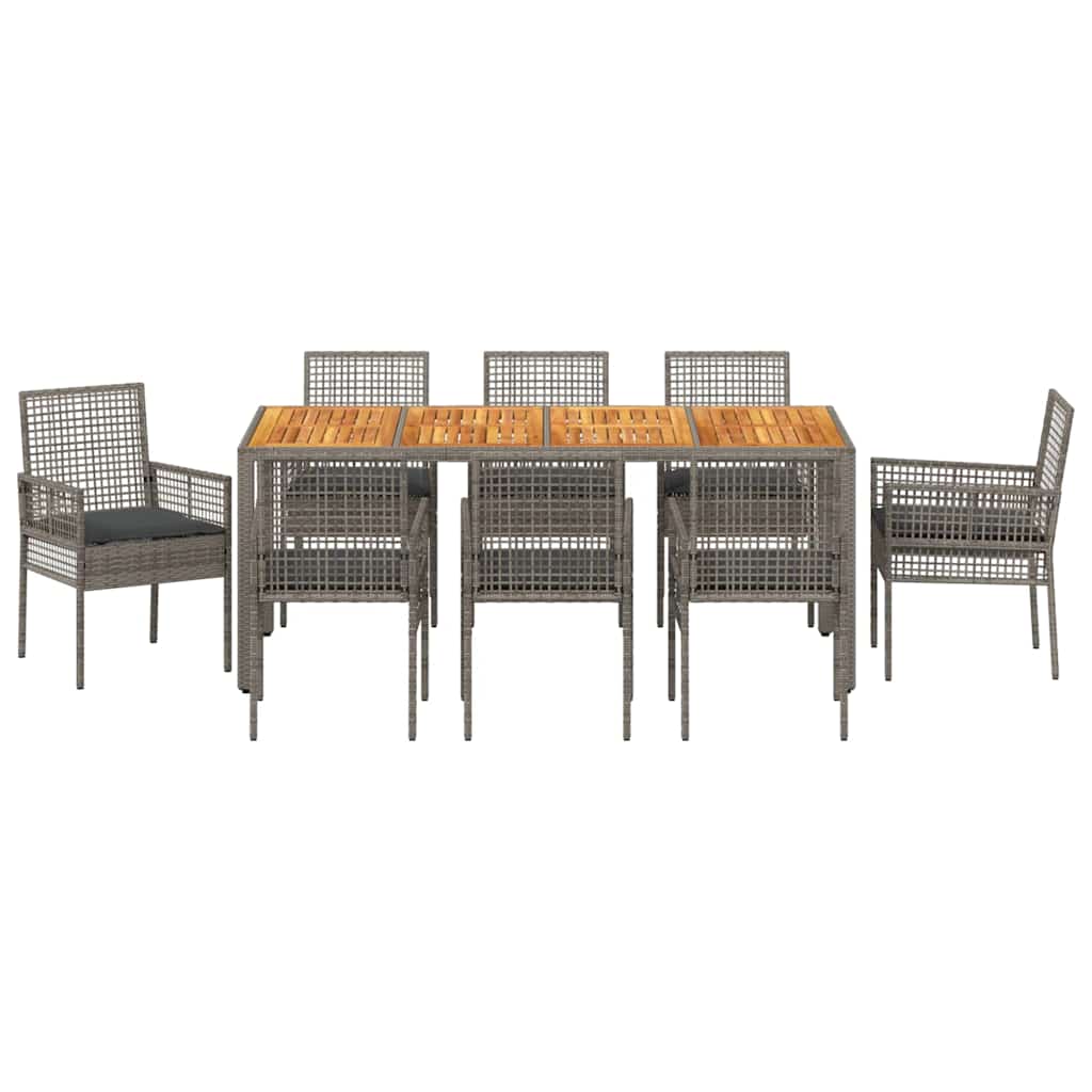 Hage Spisegruppe 9 pcs Grå Poly rattan