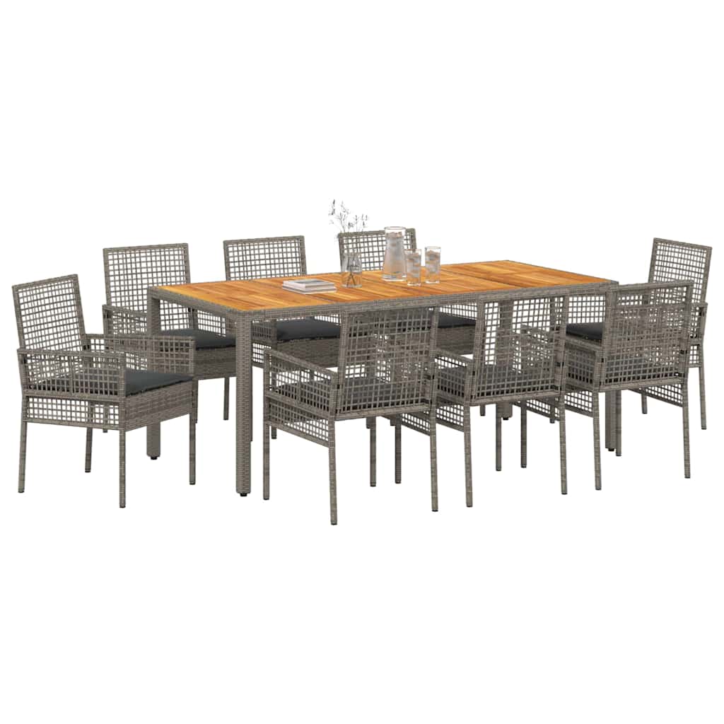 Hage Spisegruppe 9 pcs Grå Poly rattan