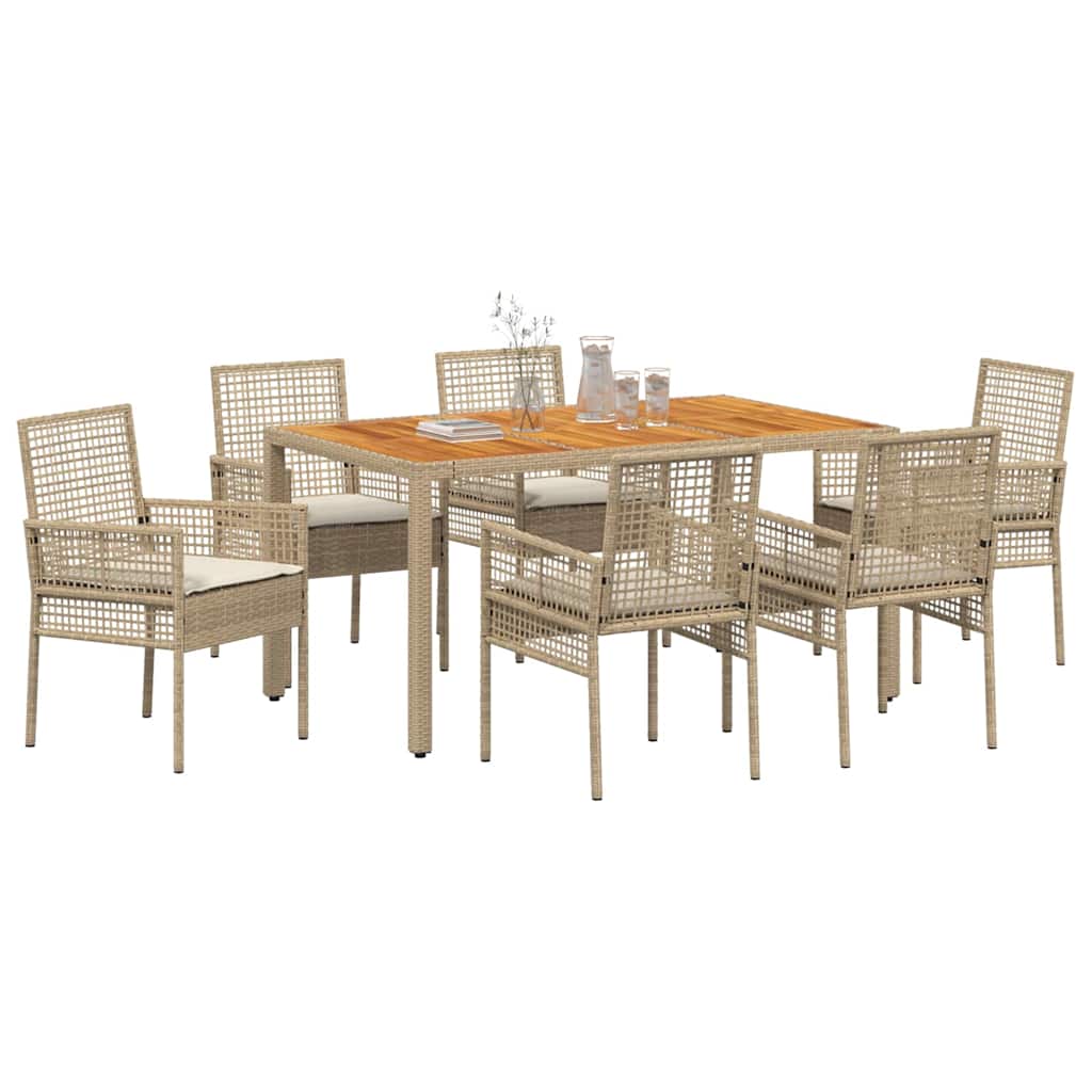 Hage Spisegruppe 7 pcs Beige Poly rattan