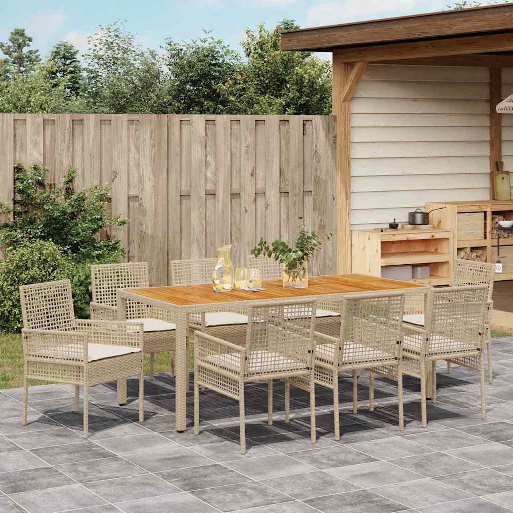 Hage Spisegruppe 9 pcs Beige Poly rattan