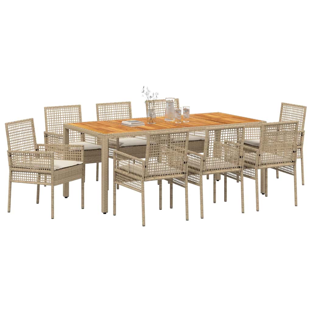 Hage Spisegruppe 9 pcs Beige Poly rattan