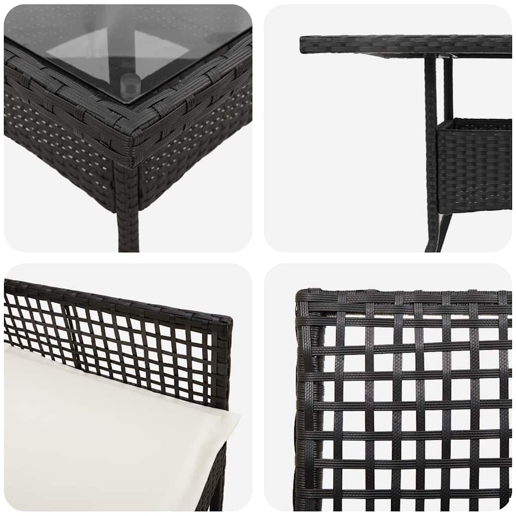 Hage Spisegruppe 3 pcs Svart Poly rattan