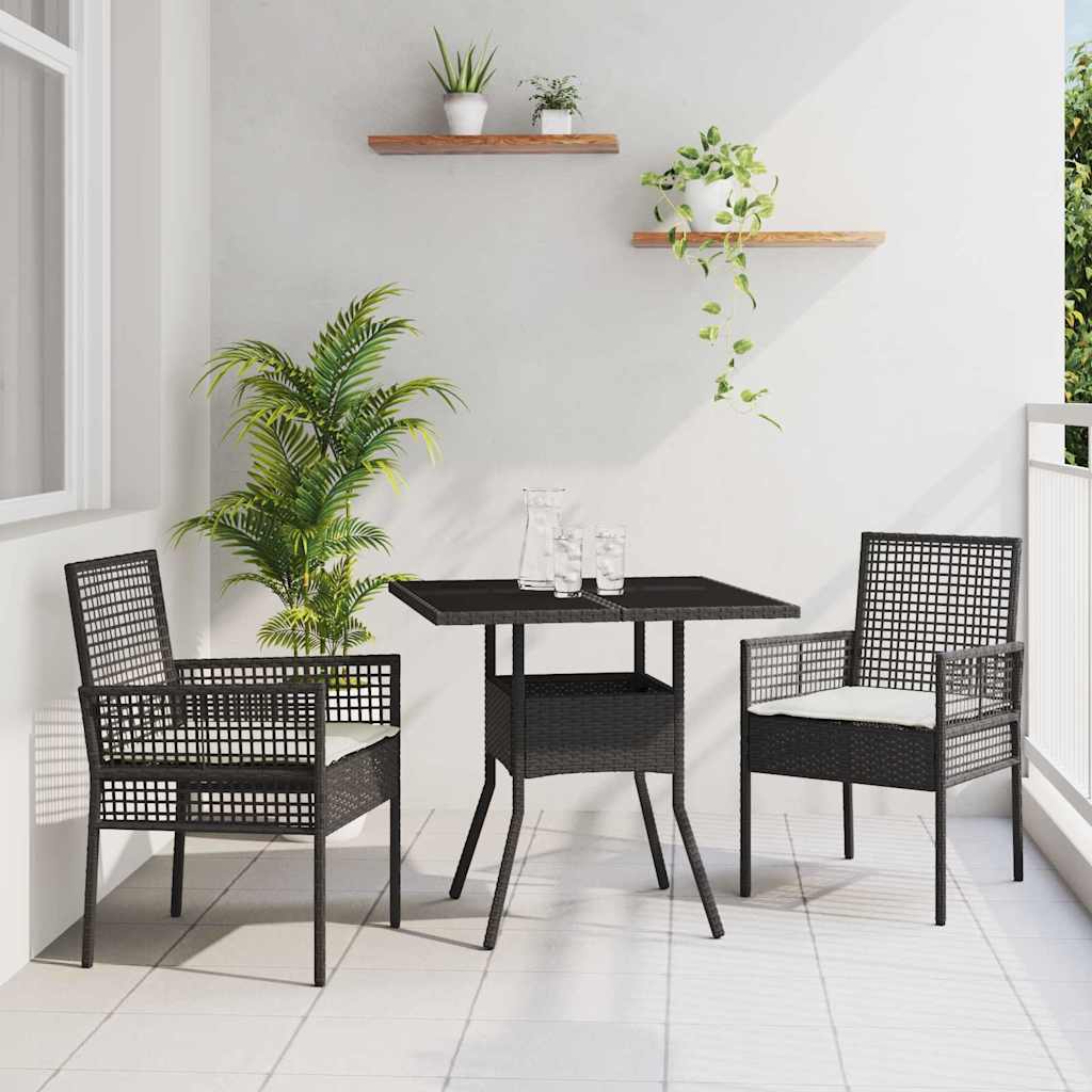 Hage Spisegruppe 3 pcs Svart Poly rattan