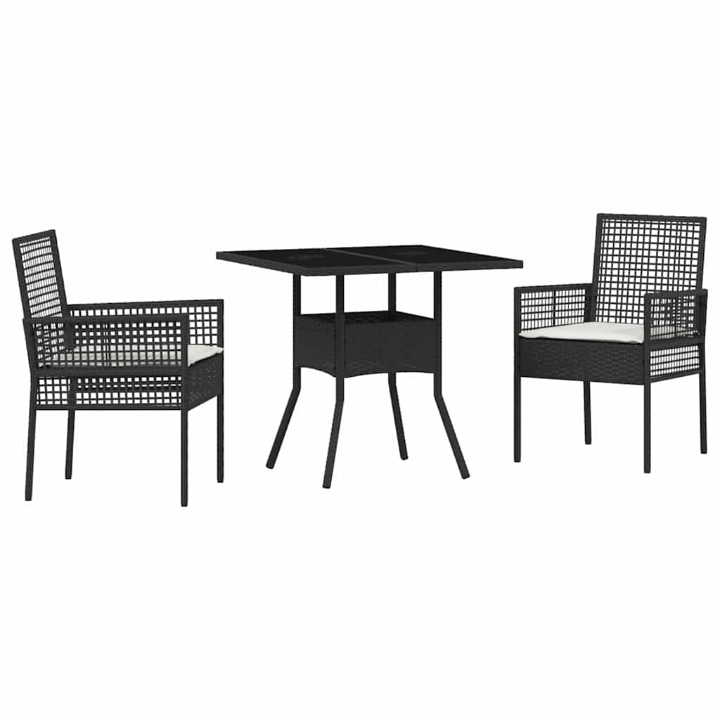 Hage Spisegruppe 3 pcs Svart Poly rattan