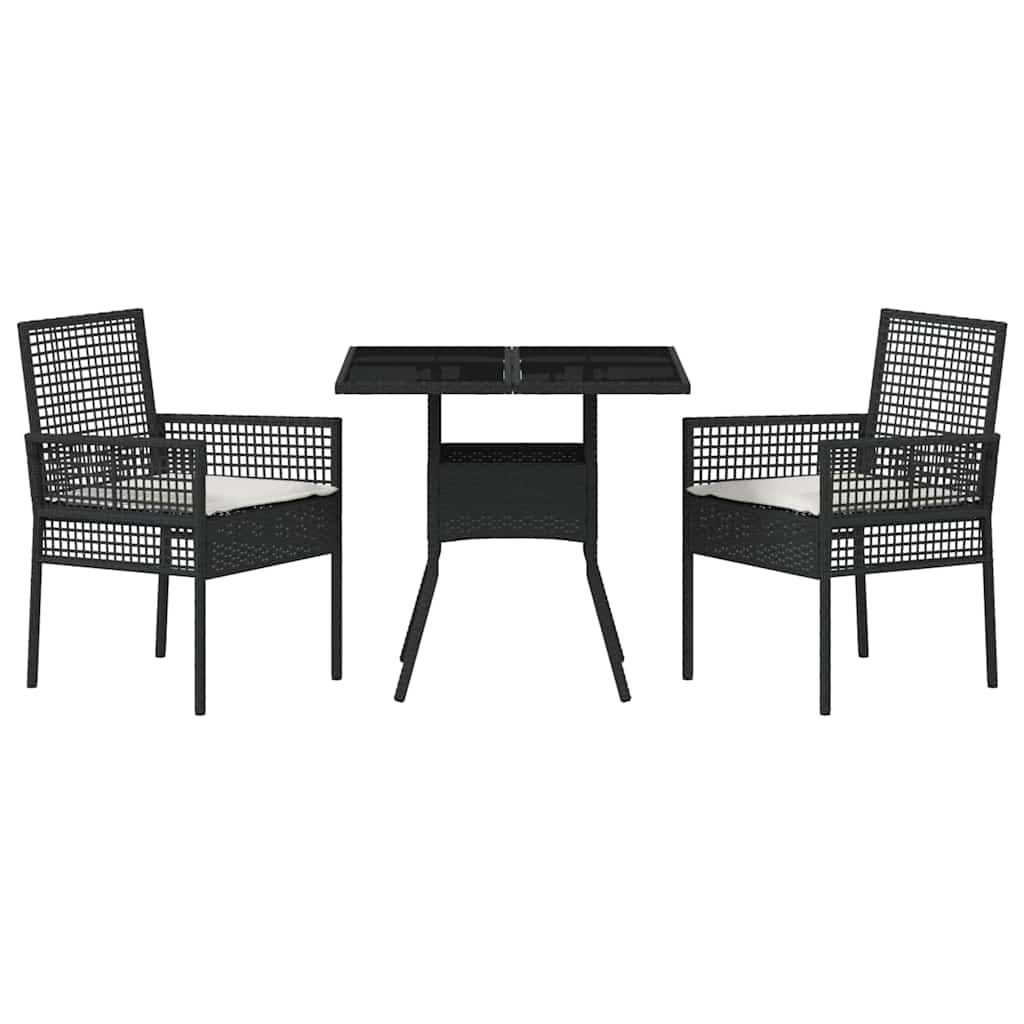 Hage Spisegruppe 3 pcs Svart Poly rattan