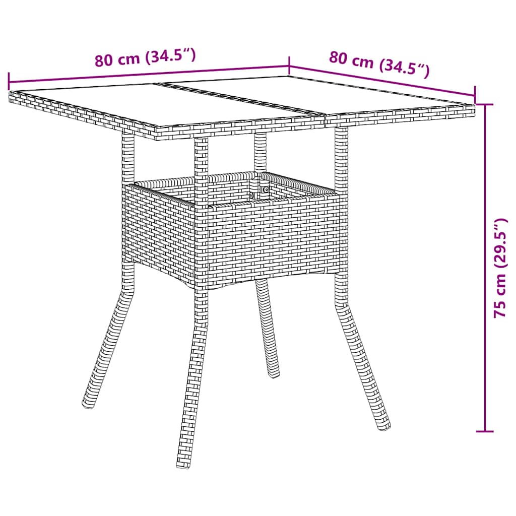 Hage Spisegruppe 3 pcs Svart Poly rattan