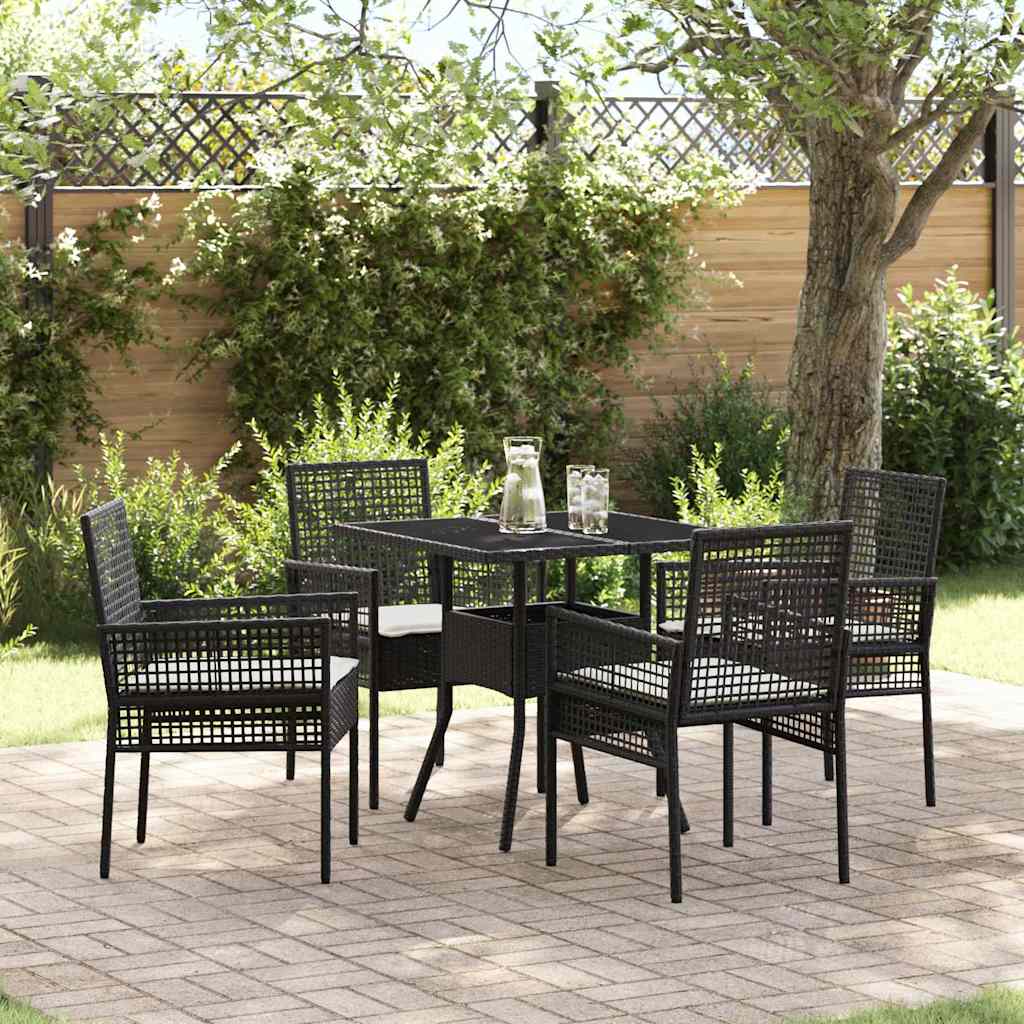 Hage Spisegruppe 5 pcs Svart Poly rattan