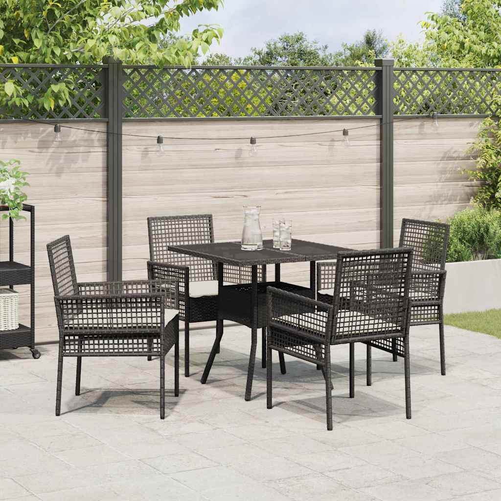 Hage Spisegruppe 5 pcs Svart Poly rattan