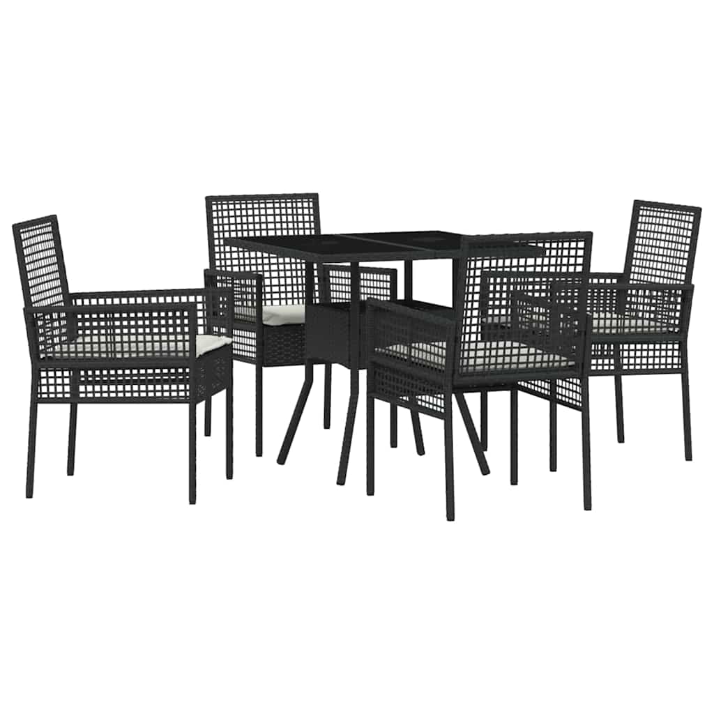 Hage Spisegruppe 5 pcs Svart Poly rattan