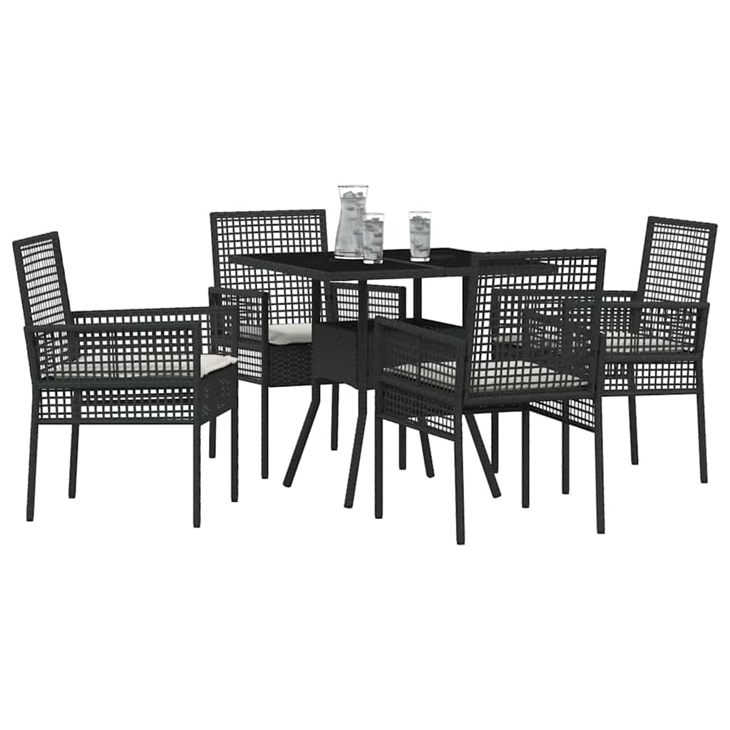 Hage Spisegruppe 5 pcs Svart Poly rattan