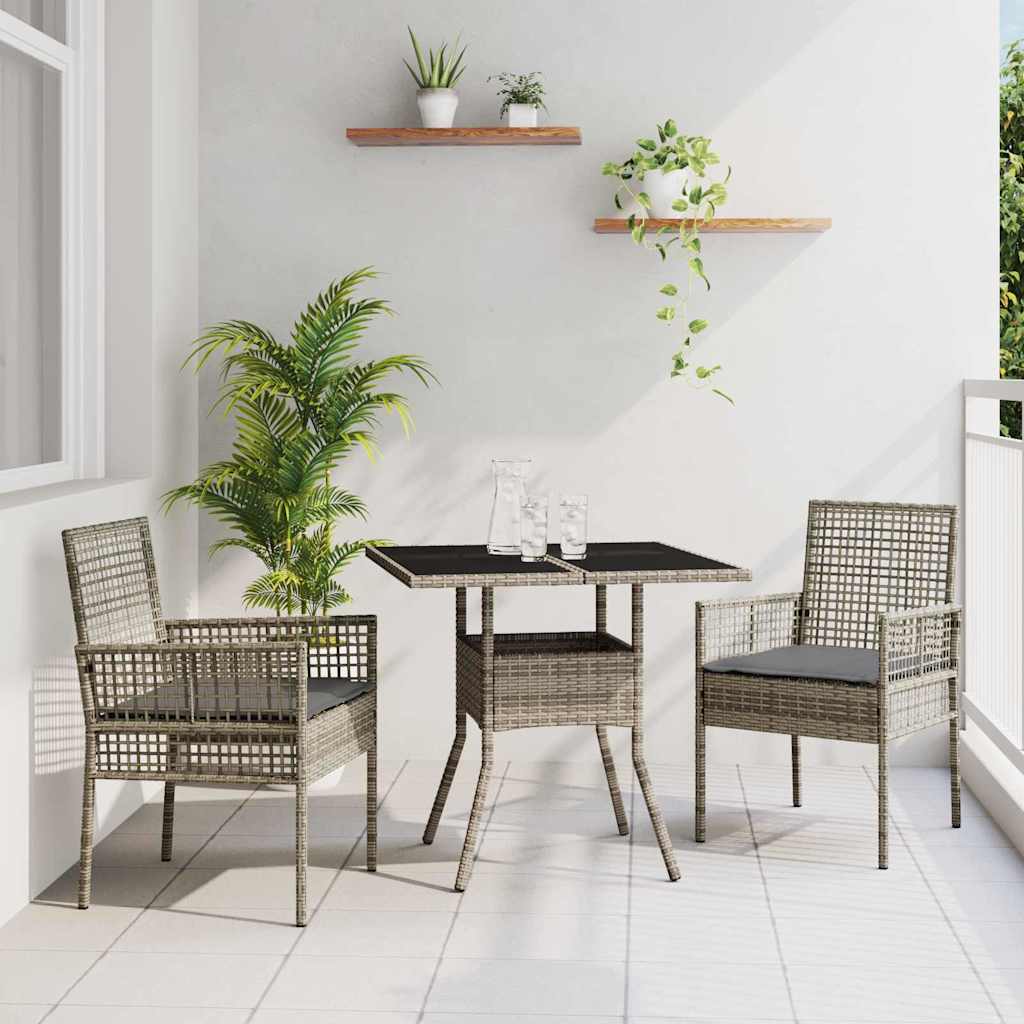 Hage Spisegruppe 3 pcs Grå Poly rattan